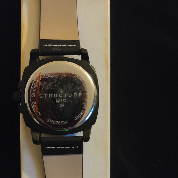 Structure mens watch new no tags leather all black - Picture 4 of 4